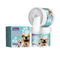 Dog dental cleaning glove with removable textured finger muffs for tartar removal.