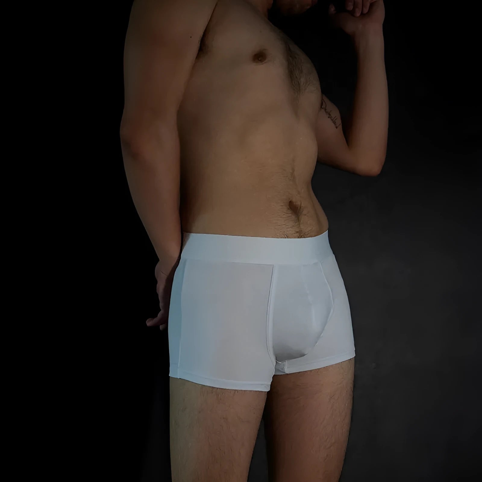 Men's solid colour cotton boxer underwear in black, white, silver grey, and light green options