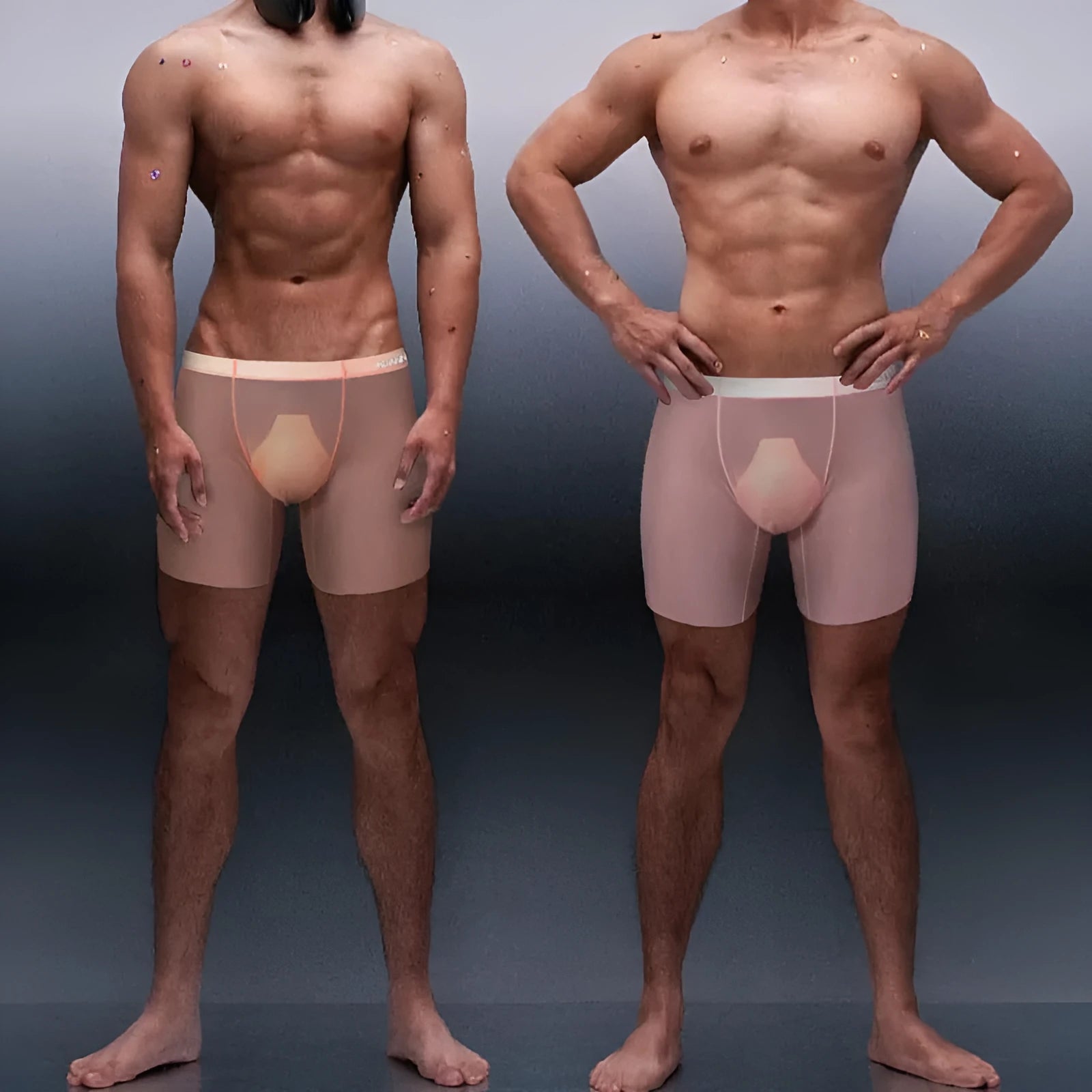 Men's seamless nylon boxer shorts in orange colour with low waist design