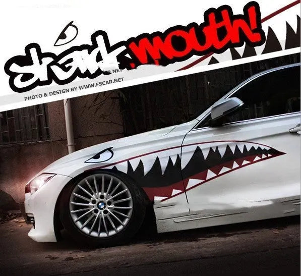 Shark series large PVC body sticker for outdoor decoration, showing adhesive backing.