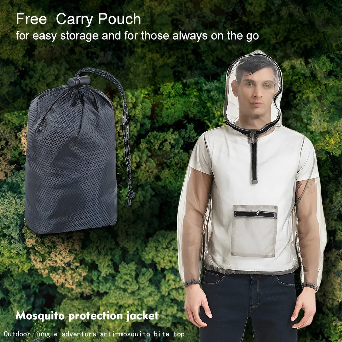Rayman Jungle Run breathable insect-proof jacket in smoky grey mesh fabric for outdoor activities