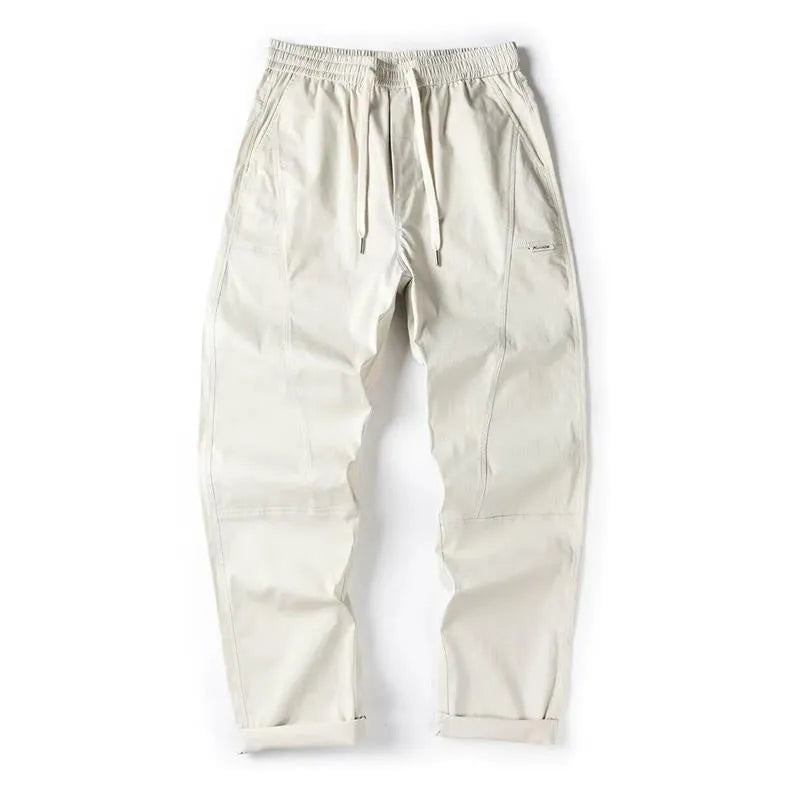 Casual wide-leg trousers in antibacterial cotton fabric, showing milky white and black colour options