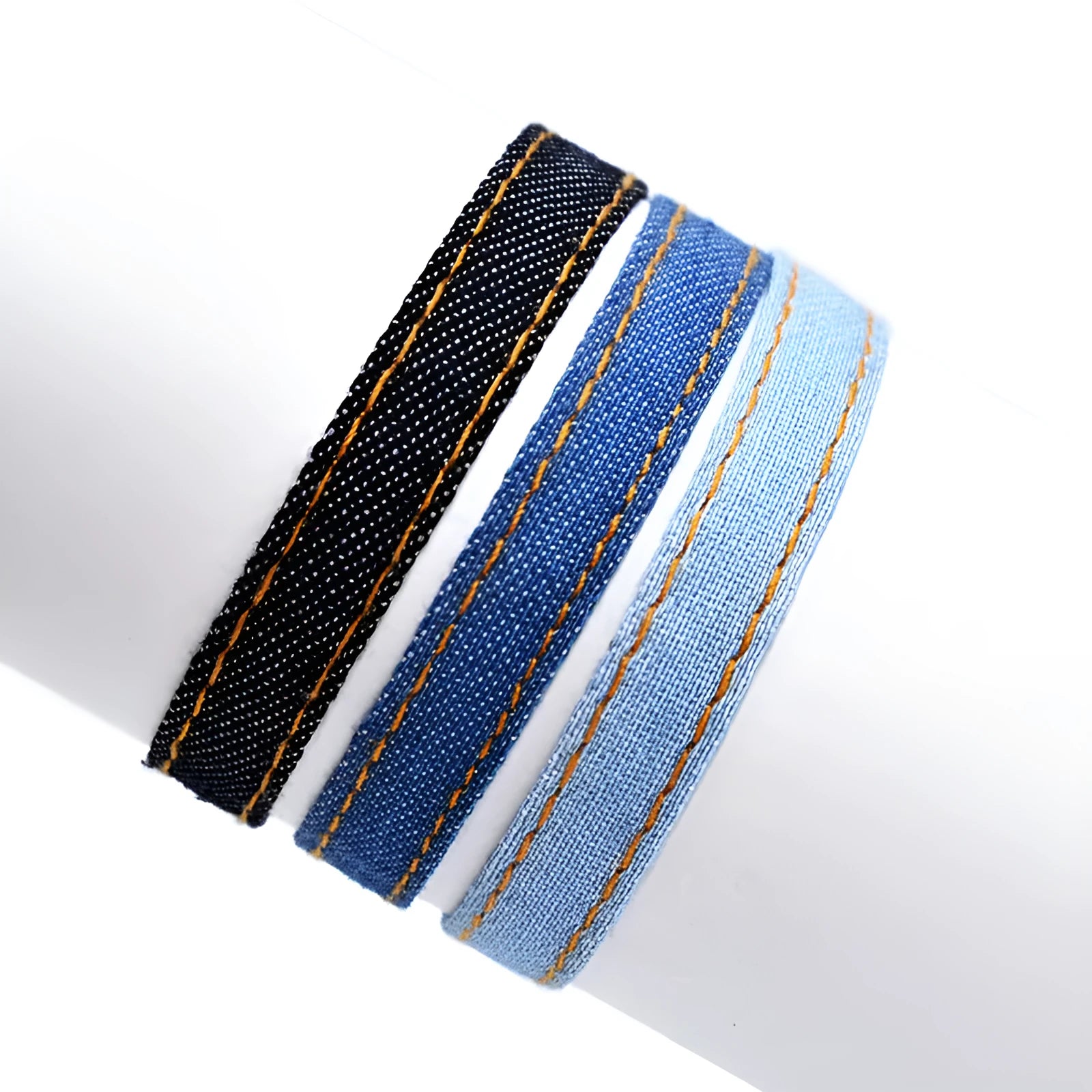 National style denim fabric bracelet with a carrying strap attached