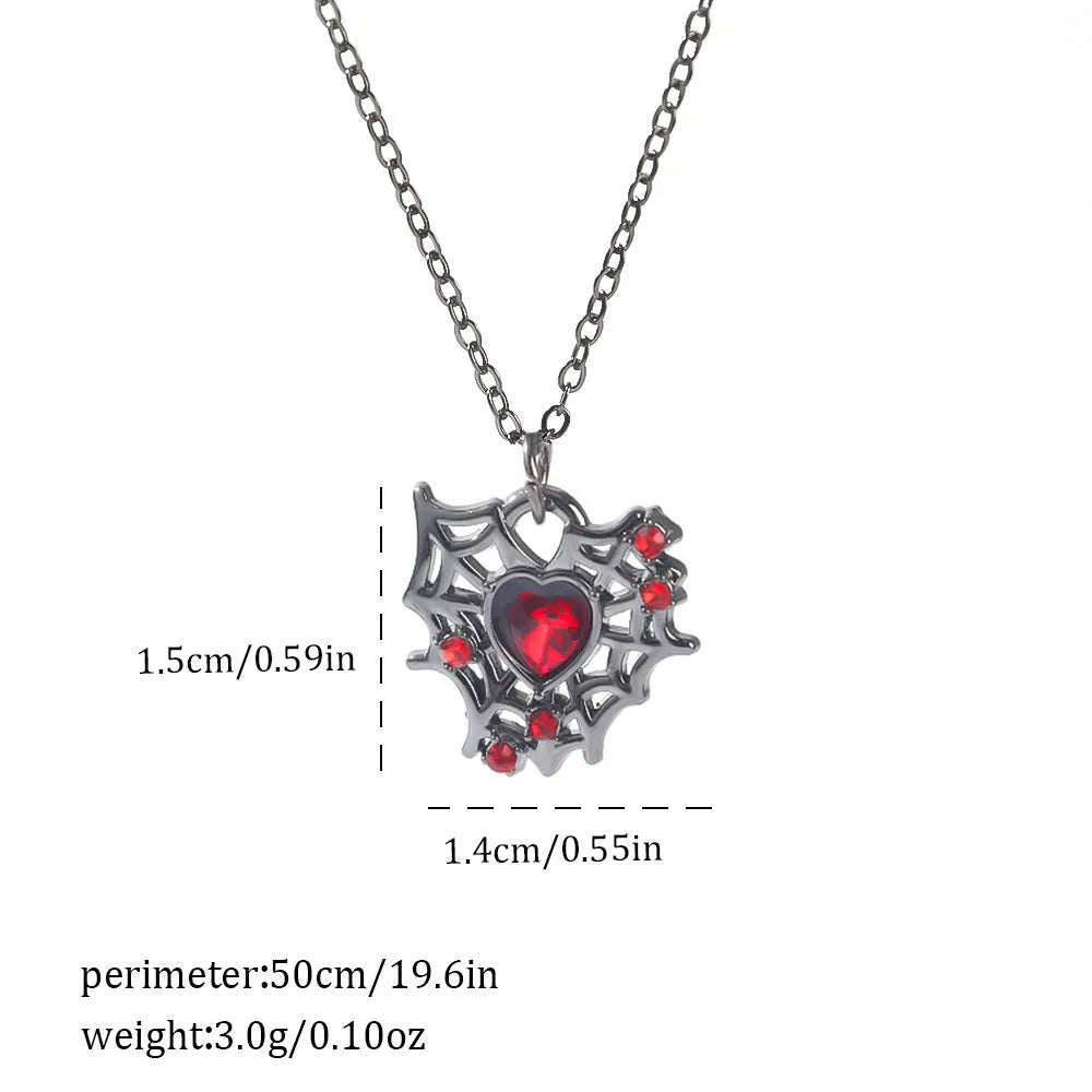 Dark style zinc alloy Halloween necklace with a spider or bat pendant on a regular chain.