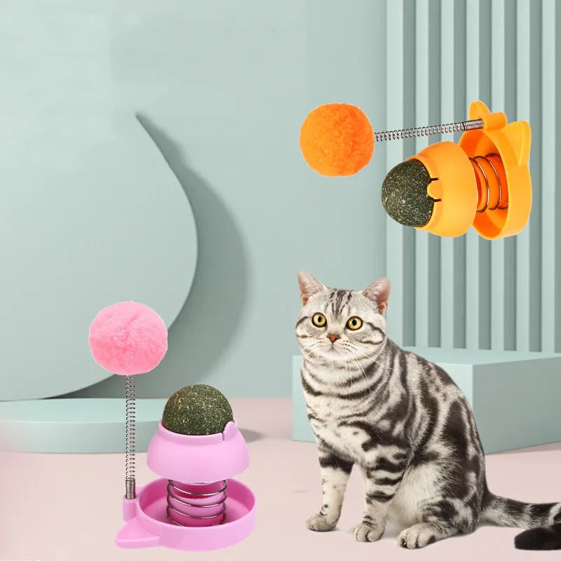 55mm mint-scented cat toy ball with self-moving mechanism in blue, orange and pink colour options