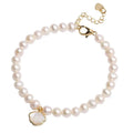 Freshwater pearl bracelet for women with 5-6mm pearls and fan design, available with elastic or chain closure