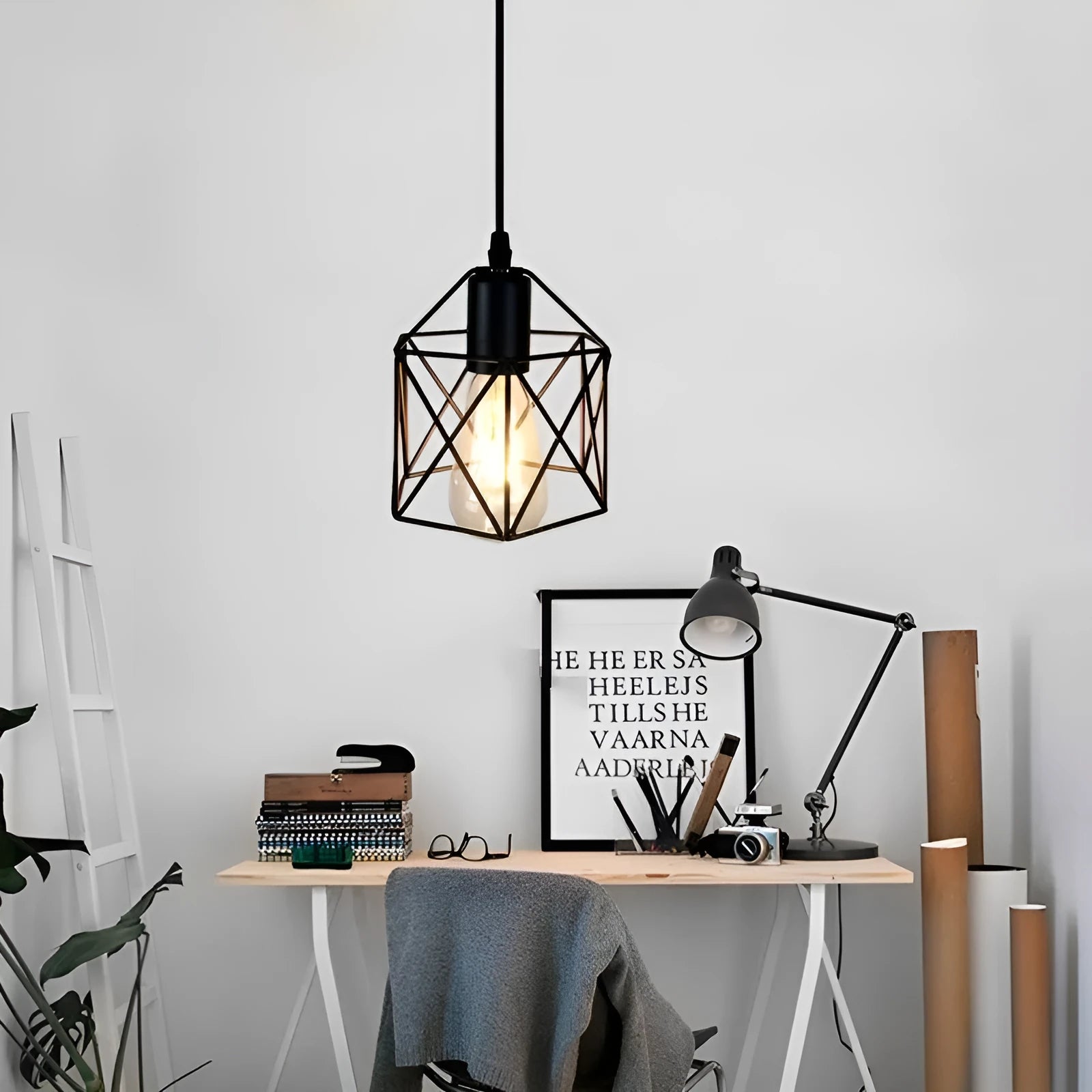 Country style decorative wall light with iron shade, measuring 150mm by 140mm
