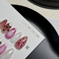 Hand-painted 3D carved nail beauty patches in candy colours for almond nails in sizes XS to L.