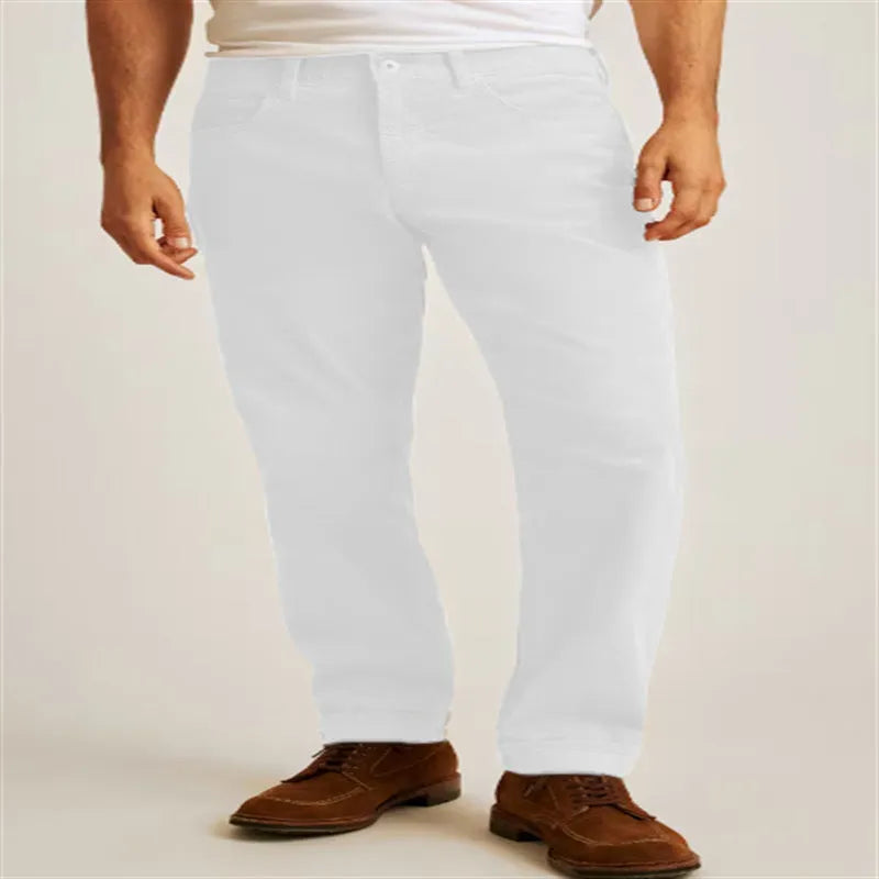 Corduroy straight leg trousers in green colour with loose casual fit and mid-waist design