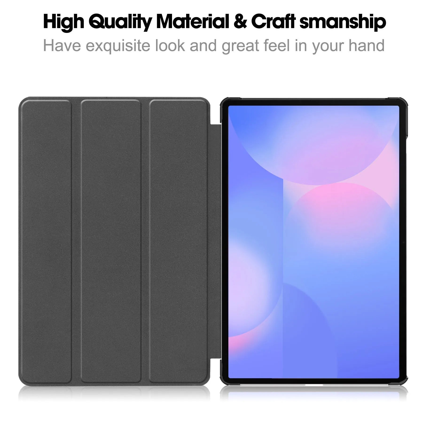 Samsung Tab S10 FE Plus 13.1-inch leather protective case in tri-fold stand position