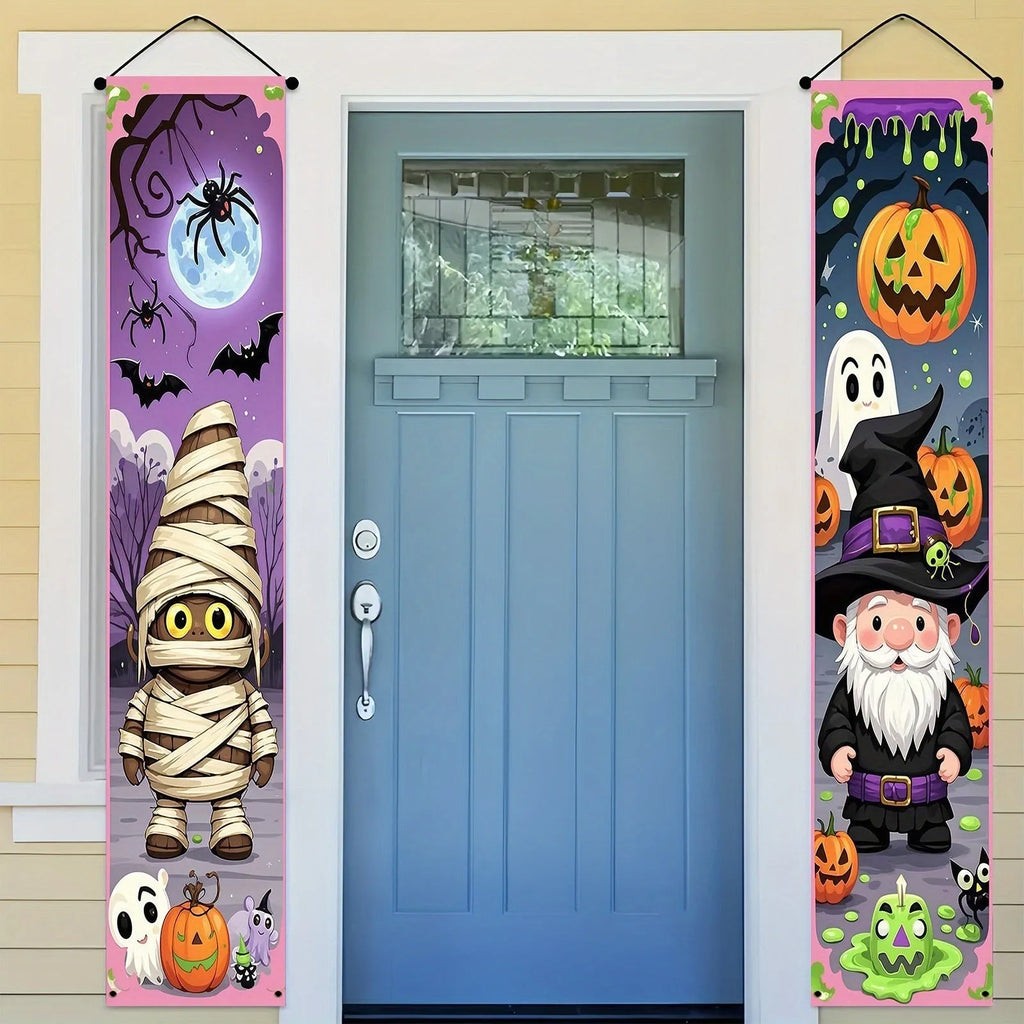 Pair of Halloween couplet hanging flags made from polyester measuring 30x180cm