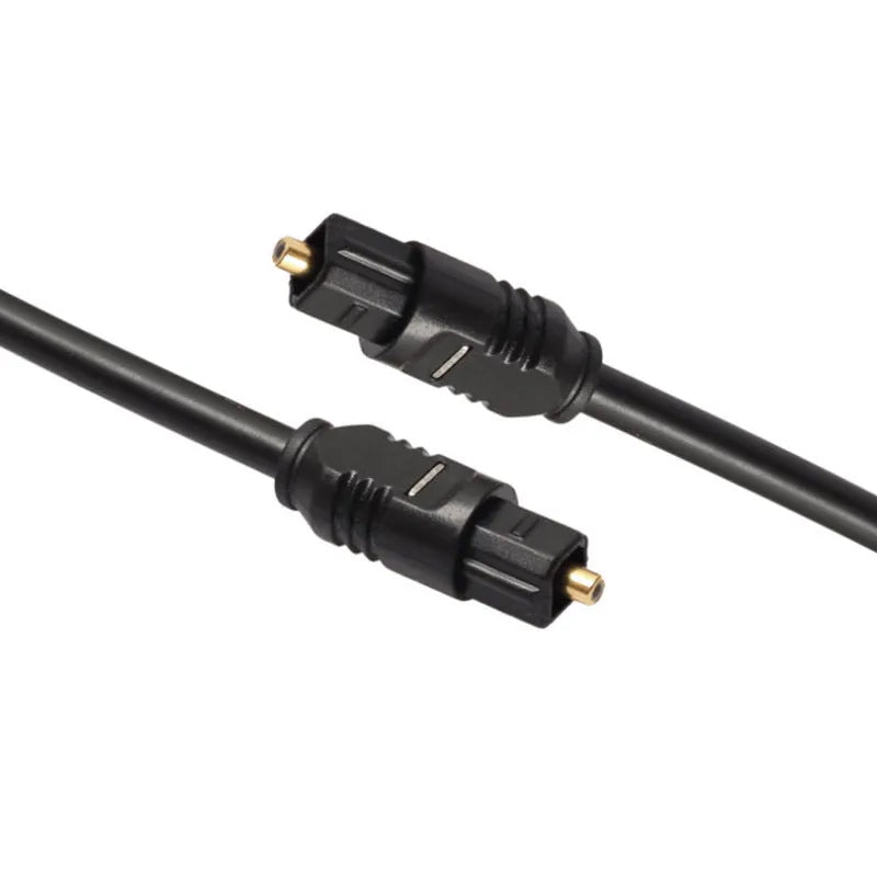 Black 2 metre Toslink digital optical audio cable with square mouth connectors