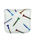 Square golf putter protective sleeve with rocket pattern design in black PU leather