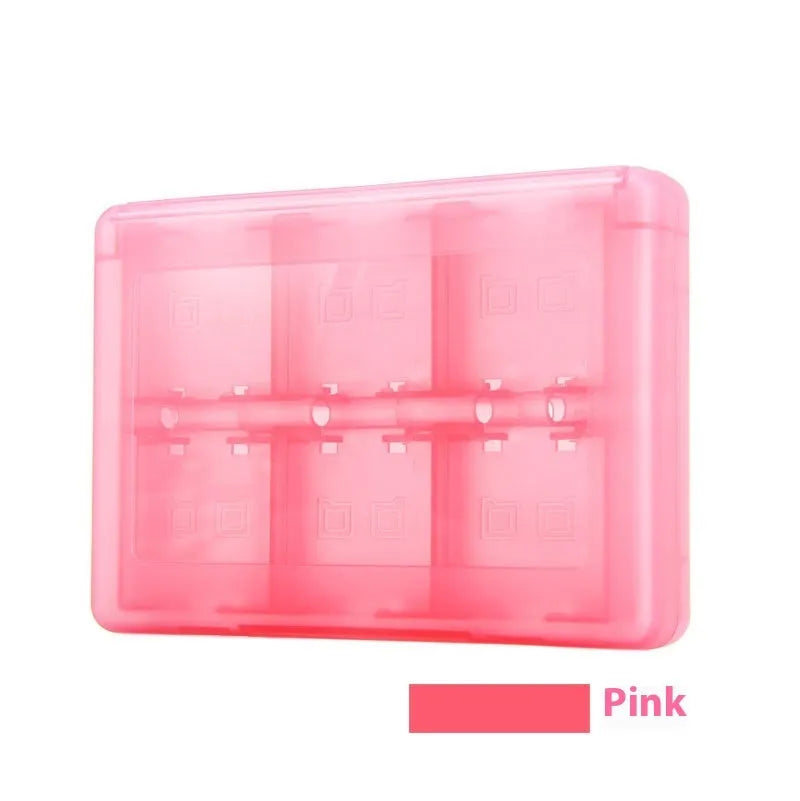 NDS 3DS game card storage box in choice of colours showing compact size and game slot layout