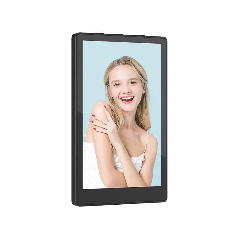 Mobile phone selfie mirror display screen with magnetic suction phone clip, Bluetooth remote control, storage bag, and charging cable.