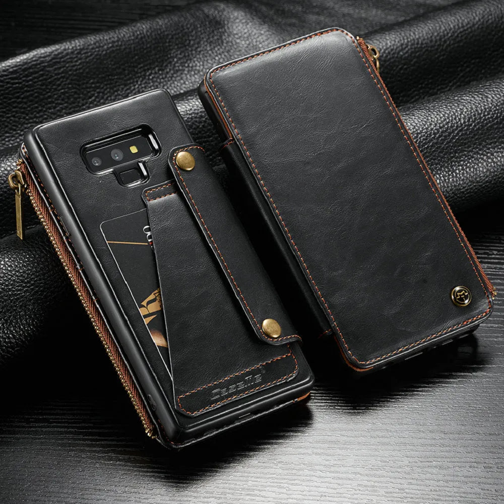 PU leather flip phone case for Samsung Note9 in black, brown and red colour options