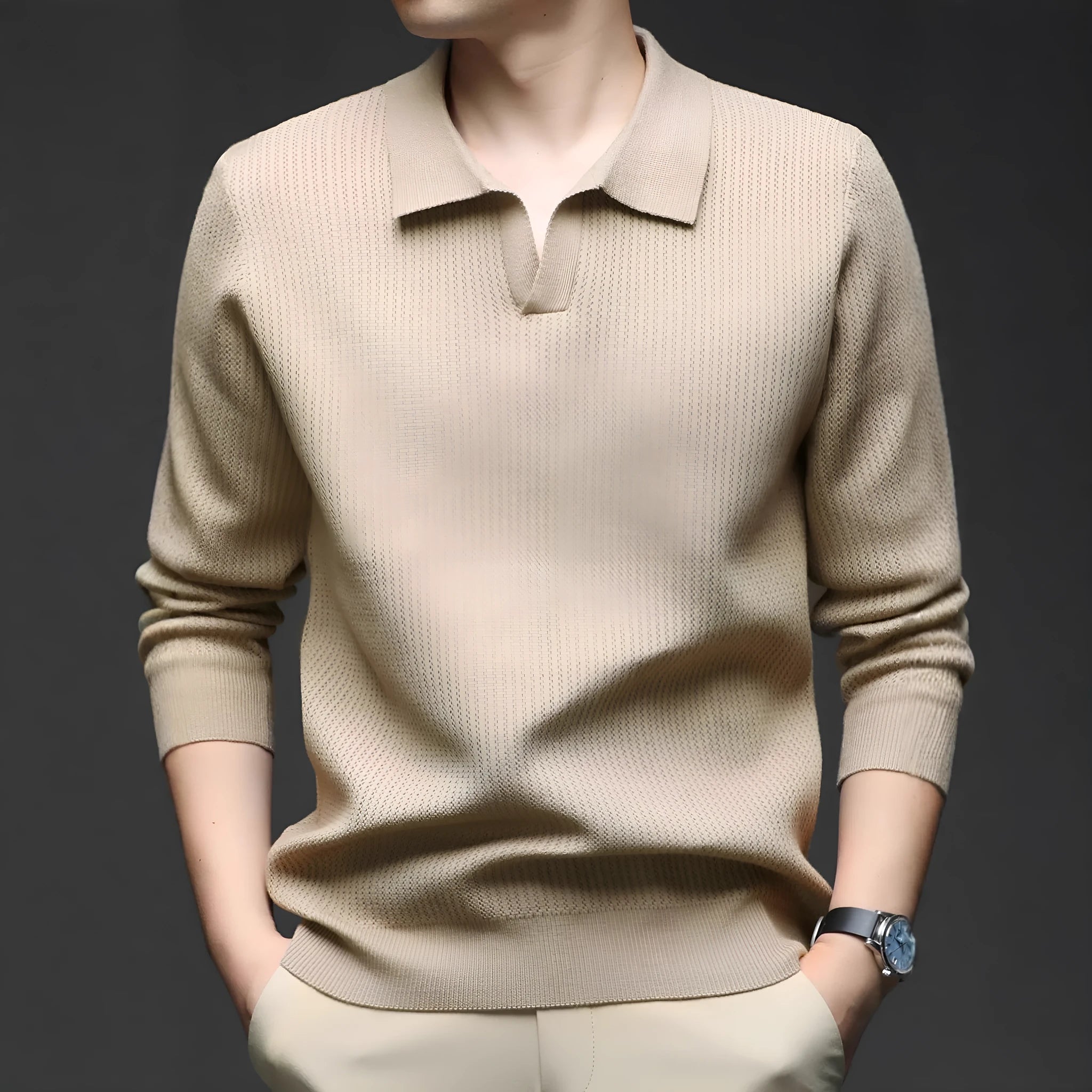Men's loose pullover sweater in green black camel and brown colours for autumn casual wear