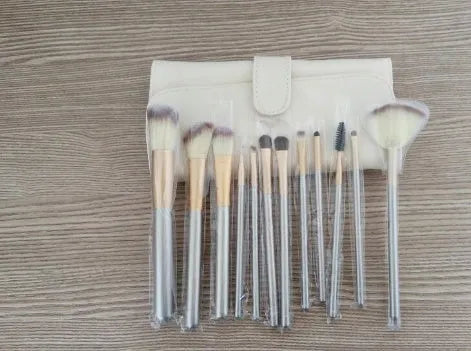 Persian make-up brush set with rice white bristles and champagne handles showing 12, 18 and 24 piece options