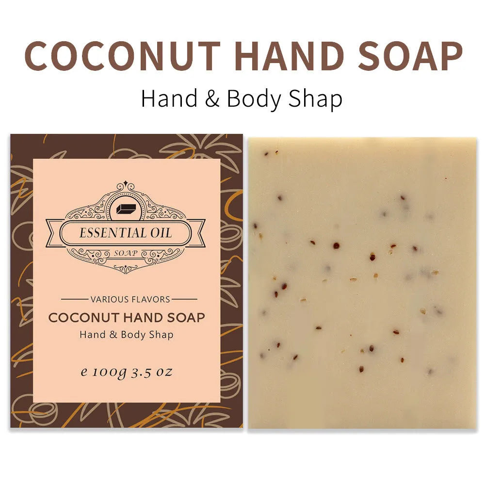 100g frosted bar of essential oil soap in coconut, green tea, lavender, or rose scent