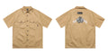 Men's loose fit cotton blend shirt with half sleeves and pockets in black