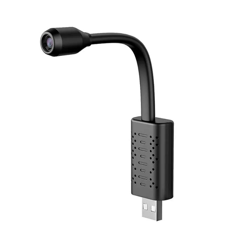 V380 black wireless USB HD security camera with compact rectangular design