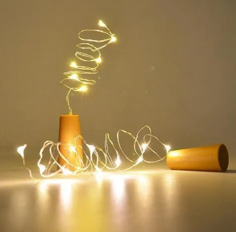Flexible copper wire LED string light with bottle stopper for wine bottle decorations