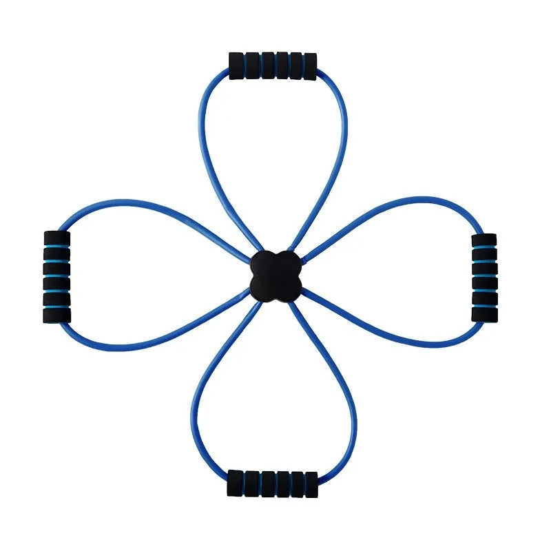 Blue TPR eight character shoulder fitness puller for female users with cross tension device