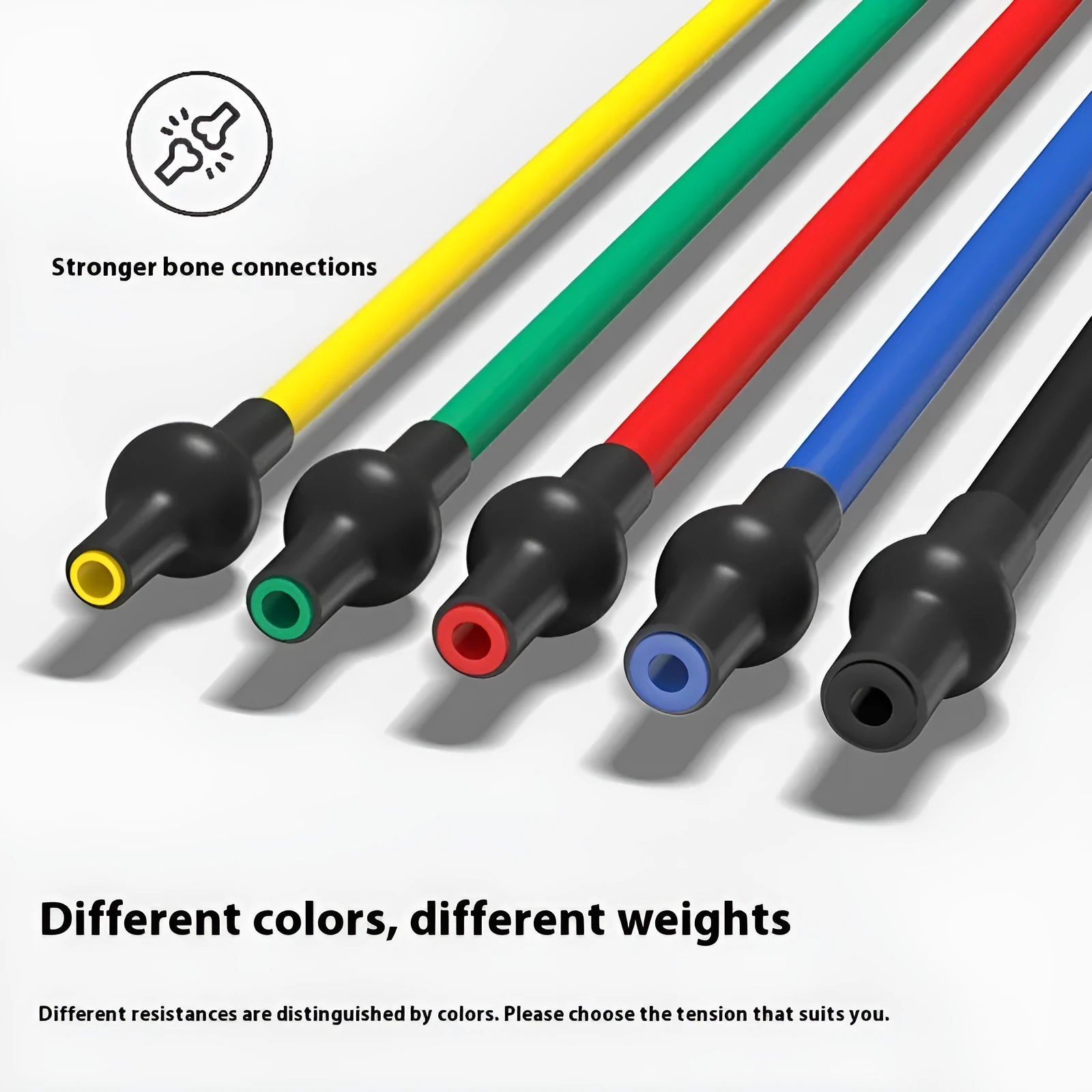 Adjustable chest expander with TPE tension ropes in five colours representing 10LB to 30LB resistance levels