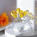 K9 crystal glass rose ornament in geometric shape with Chinese style, shown in one of seven available colours.