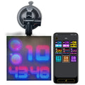 Aluminium-framed Bluetooth wireless car LED display screen showing a full-colour graphic.