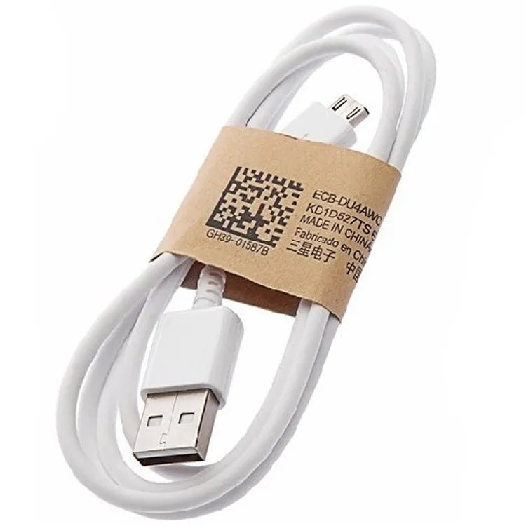 Black and white 1 metre Android Micro USB charging and data cable