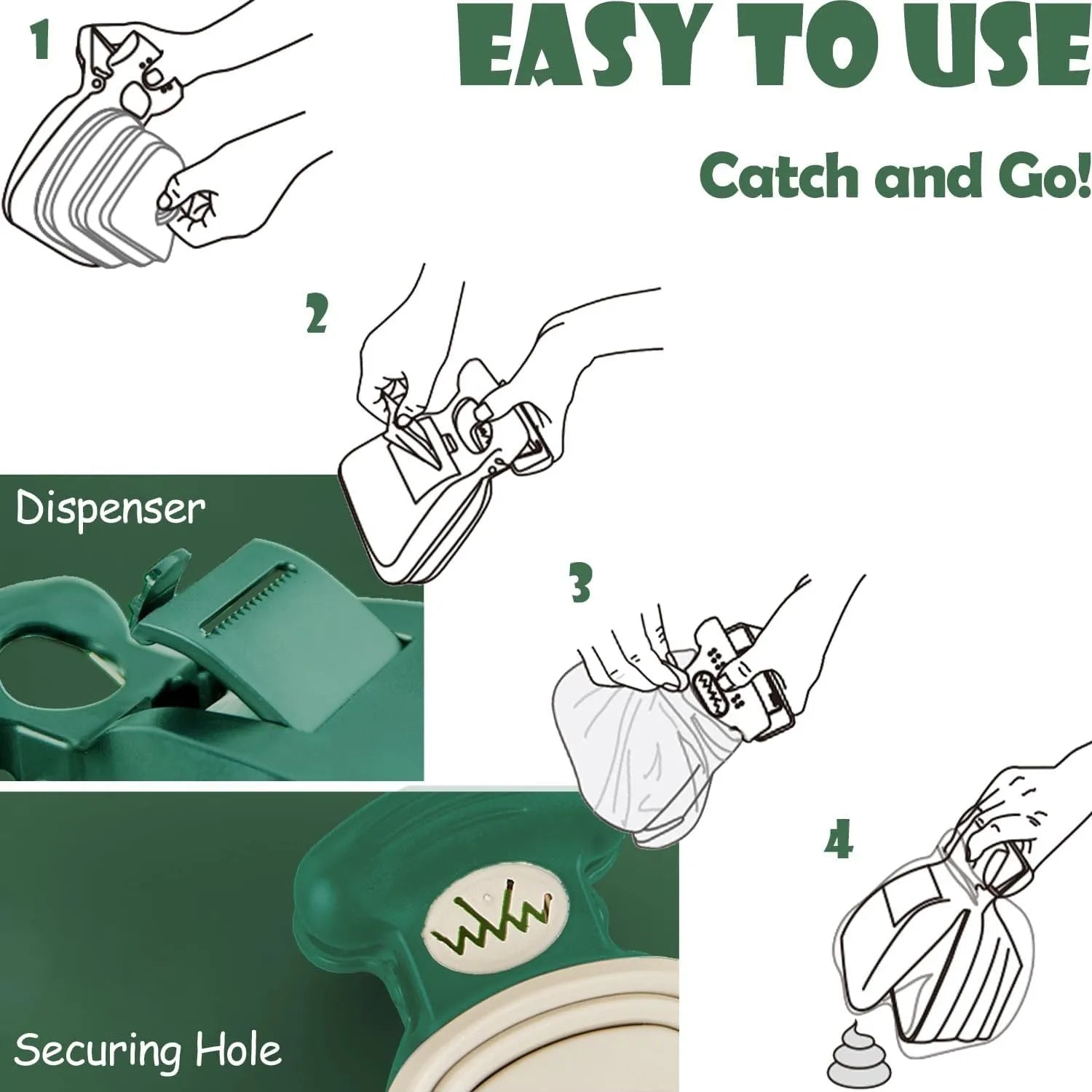 Blue portable dog pooper scooper with clip, unfolded waste container, and integrated bag dispenser.
