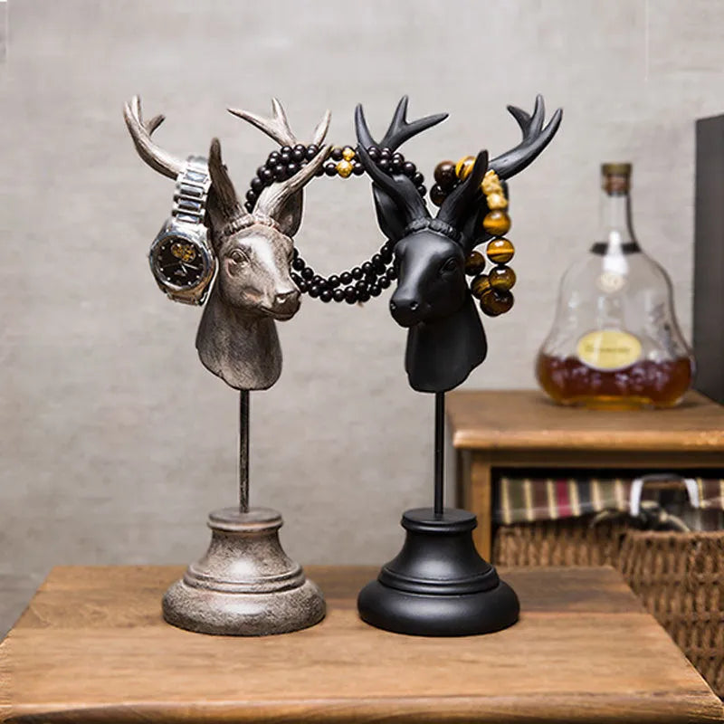 Large decorative resin animal statue ornament in black, white or wood colour, measuring 32cm tall.