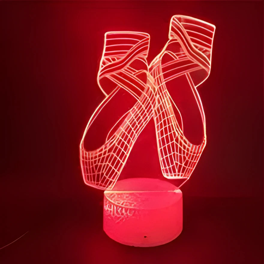 Ballet 3D LED night light with remote control showing seven colour gradient on acrylic board with ABS base