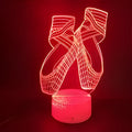 Ballet 3D LED night light with remote control showing seven colour gradient on acrylic board with ABS base