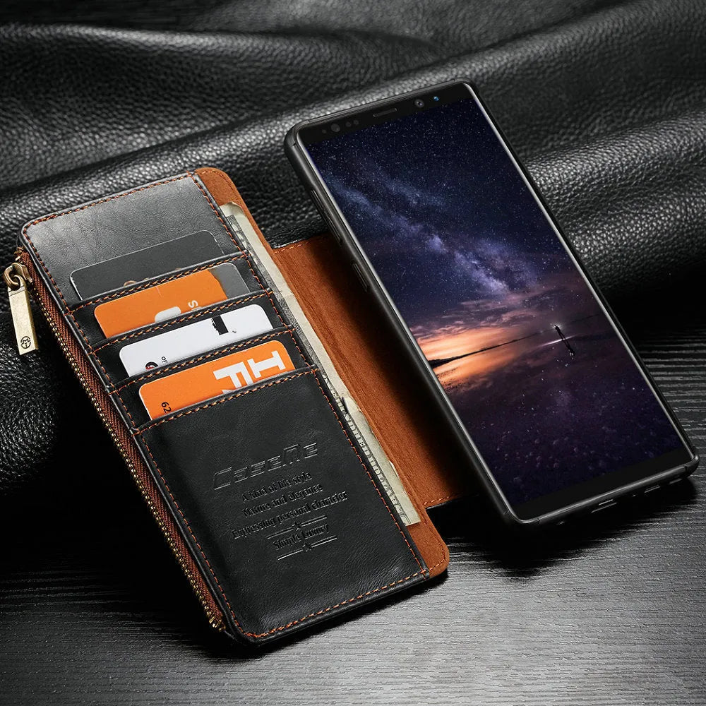 PU leather flip phone case for Samsung Note9 in black, brown and red colour options