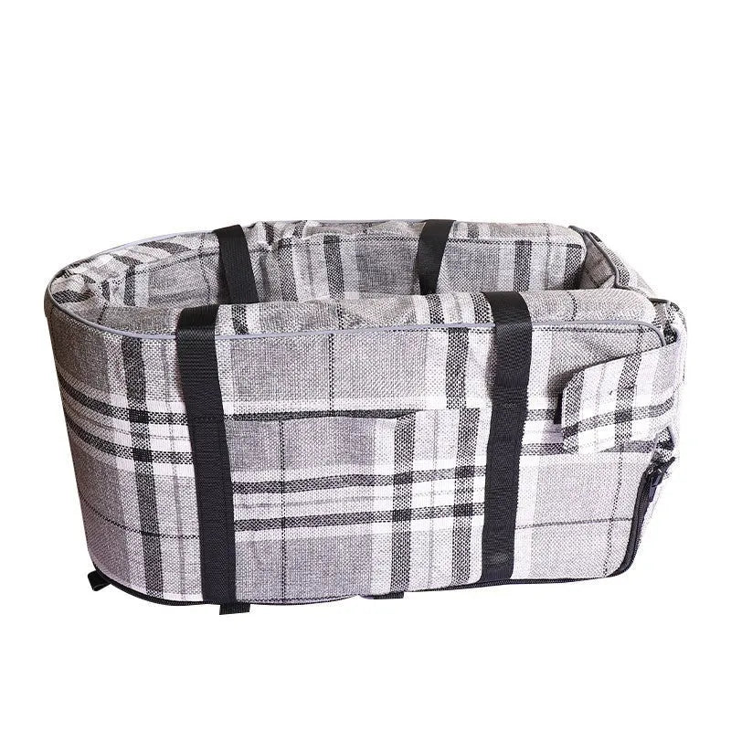 Outdoor dog kennel in garden setting with four-season cloth construction
