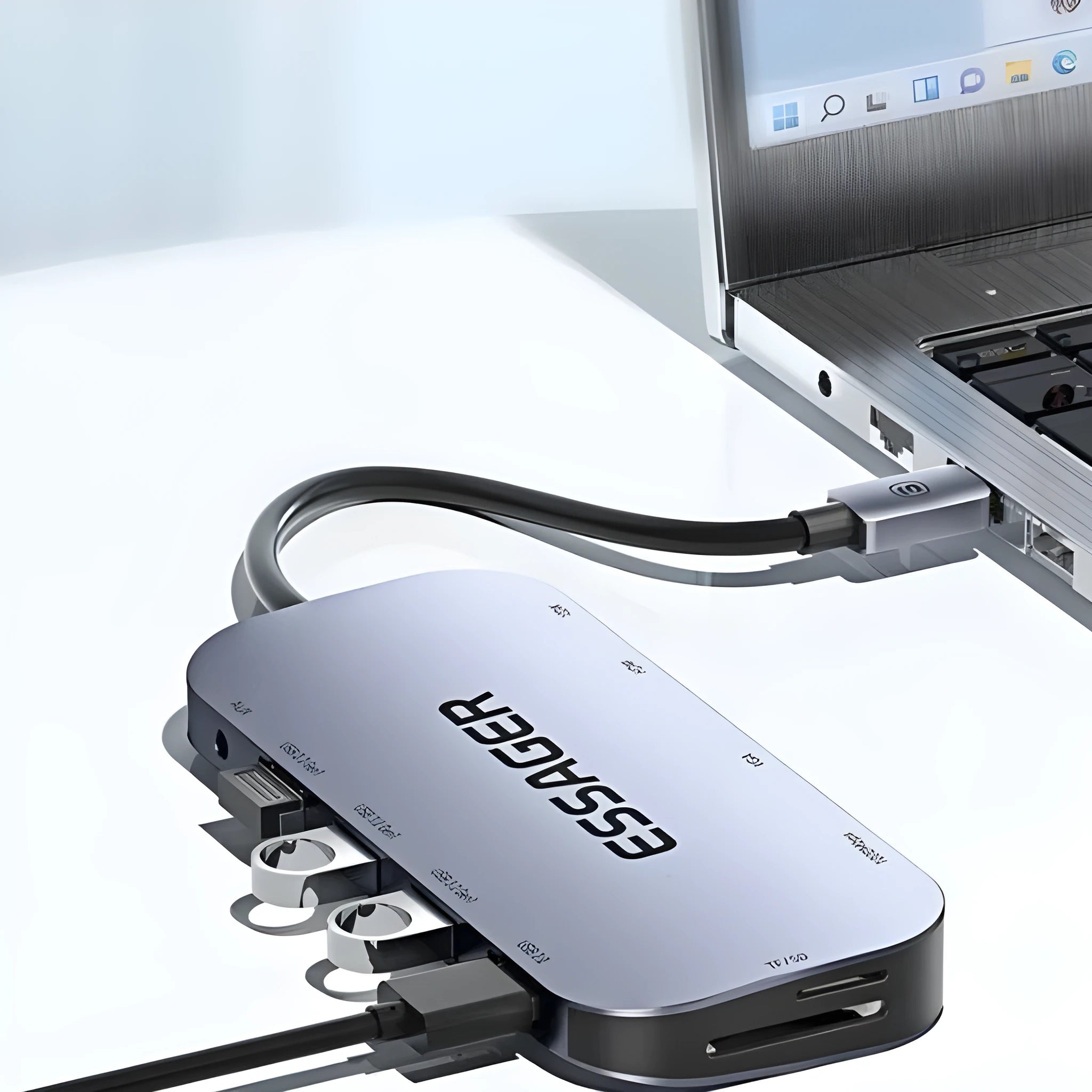 11-in-1 USB-C expansion docking station with Gigabit Ethernet port and 20cm cable