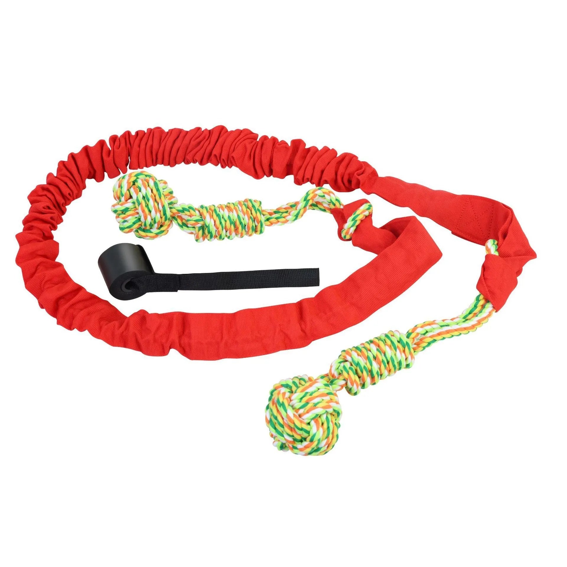 Cotton thread dog tug of war rope toy in black, grey or red colour for interactive play