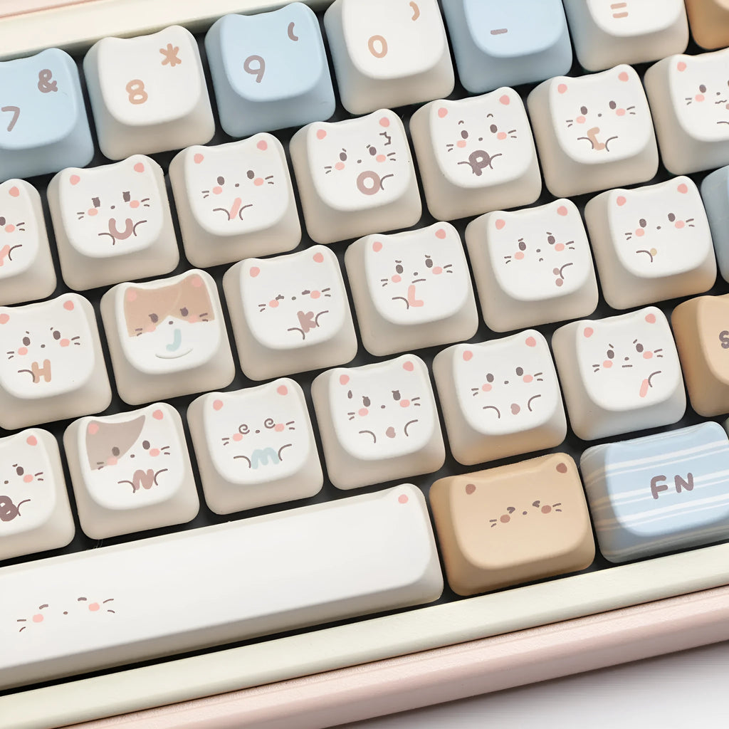 High Sea Salt Cat PBT sublimation key caps for mechanical keyboards with colourful design
