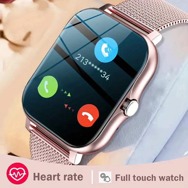 Smart watch with 1.44-inch touchscreen displaying health metrics and call interface