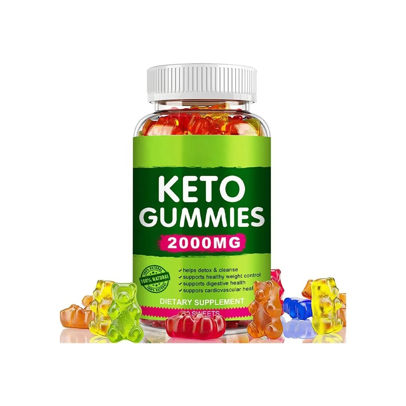 Bottle of Pure Organic Keto BHB Vinegar Candy Vitamin soft sweets containing 60 tablets.