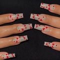 French Love red diamond and cherry design artificial nail tips with glue tube