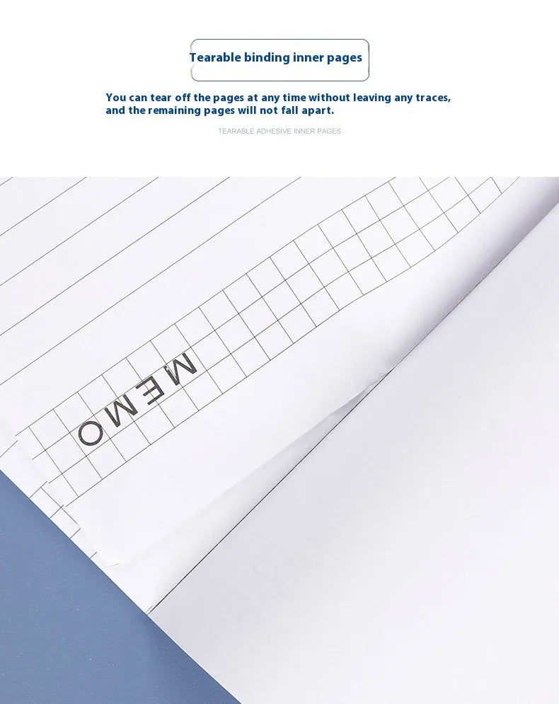 A4 tearable notebook with paper cover showing grid and blank page options