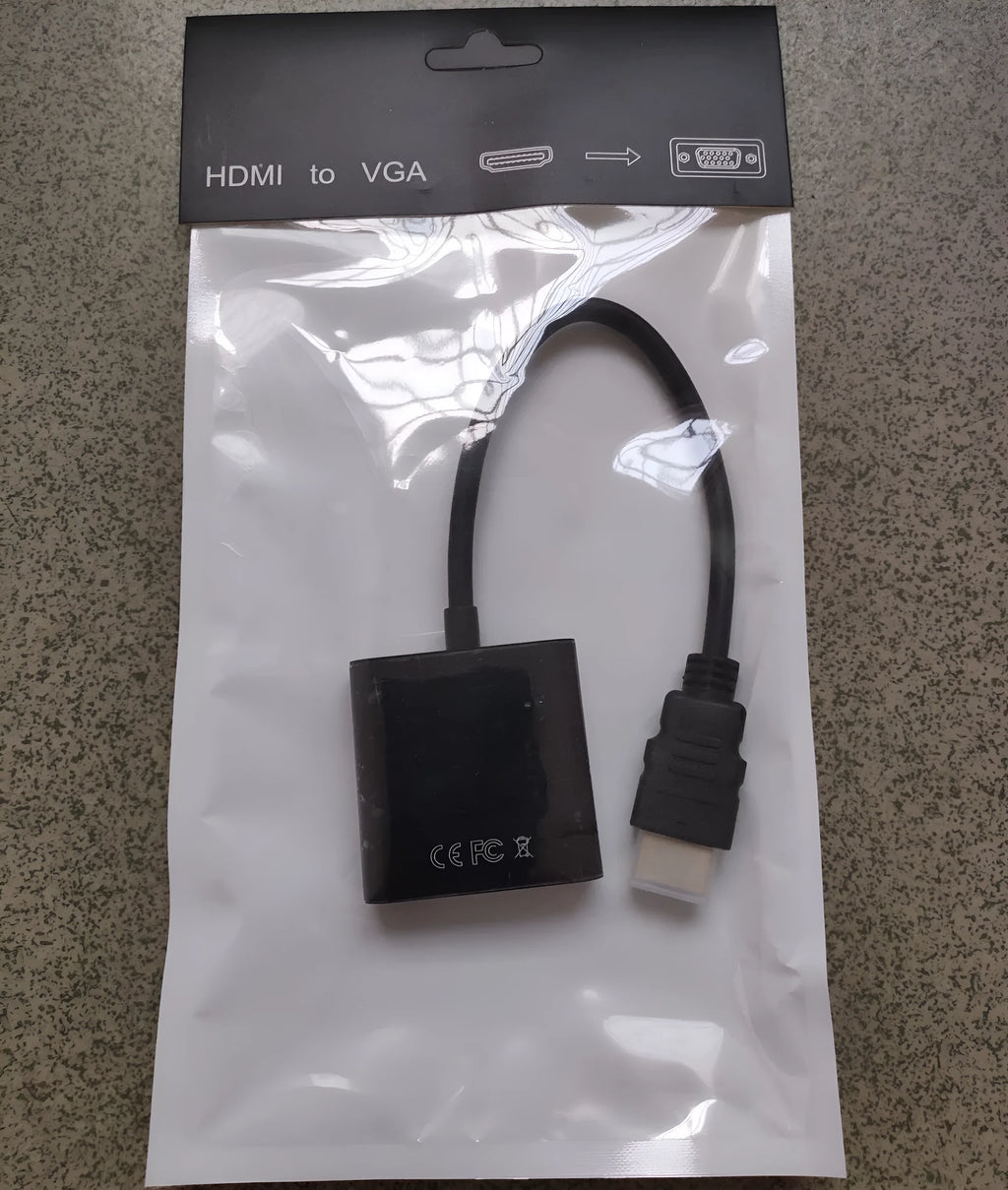 HDMI to VGA converter cable with 0.3m black cable and female VGA port