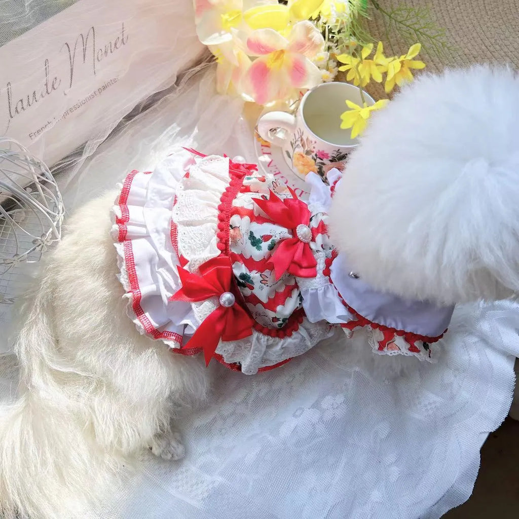 Princess style rabbit skirt pet clothing for small to medium dogs in polyester with five size options