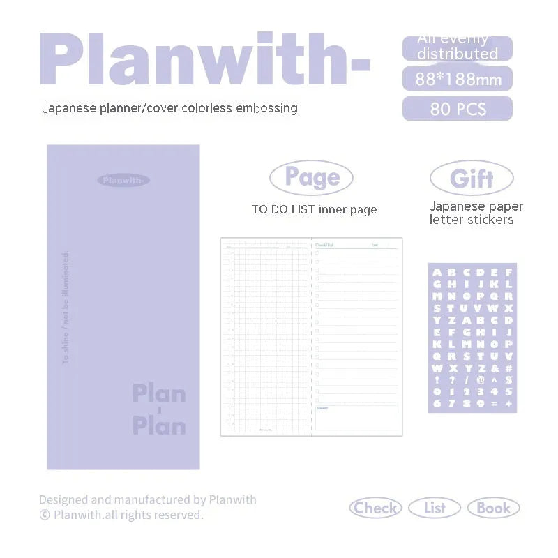 Embossed A5 daily meter book notebook showing blue, grey, purple, and white cover colour options.