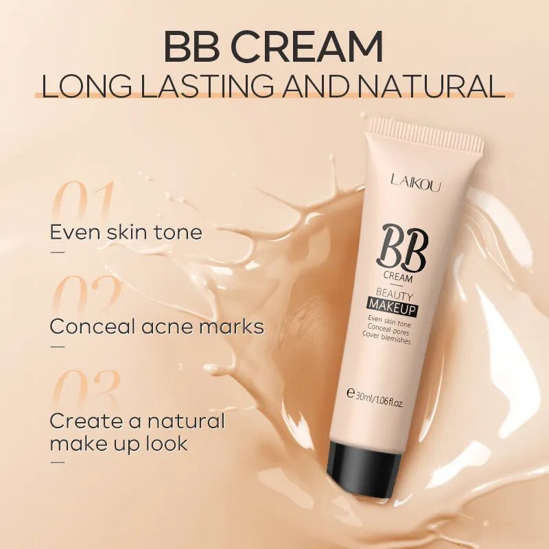 30ml tube of Natural Makeup BB cream shown alongside swatches of its nine skin tone shades.