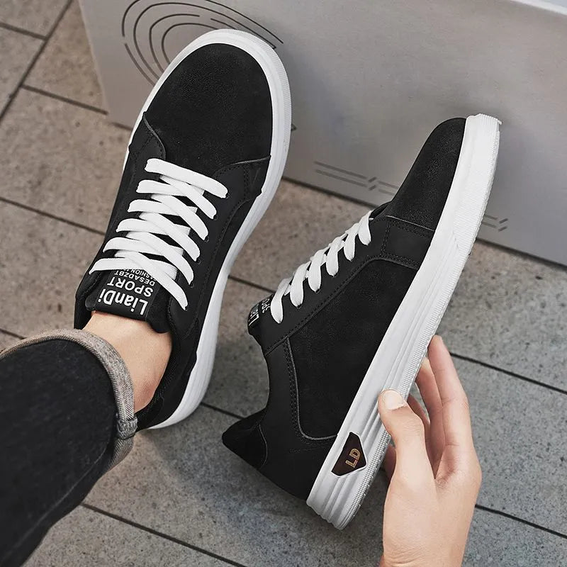 Men's black snake pattern PU leather high-top casual sneakers with round toe and rubber sole