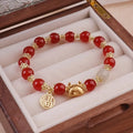 Women's floral glazed bracelet with ice crack glass beads and zodiac animal designs in red, pink and white colour options